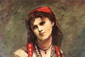 "Цыганка с мандолиной", Жан-Батист Камиль Коро, 1874г.