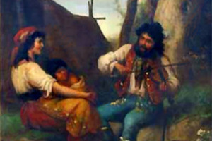 "Цыганская семья возле шатра", Неизвестный художник, XIX век.