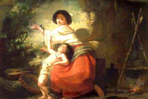 "Цыганка, играющая с ящерицей", Неизвестный художник, XIX век.
